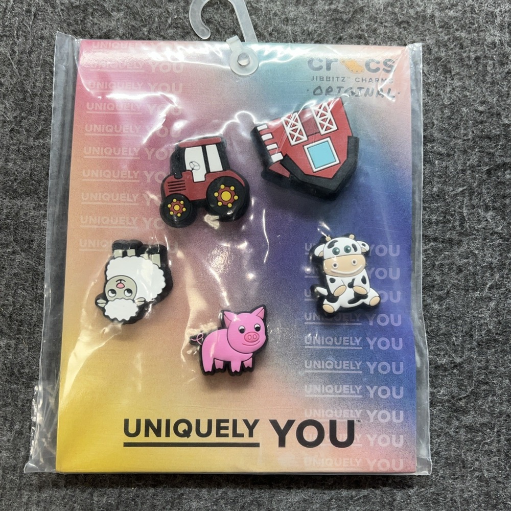 New Authentic Crocs Jibbitz 5-Pack Charms Set -Cutesey Farm‎ Animal 5 Pack